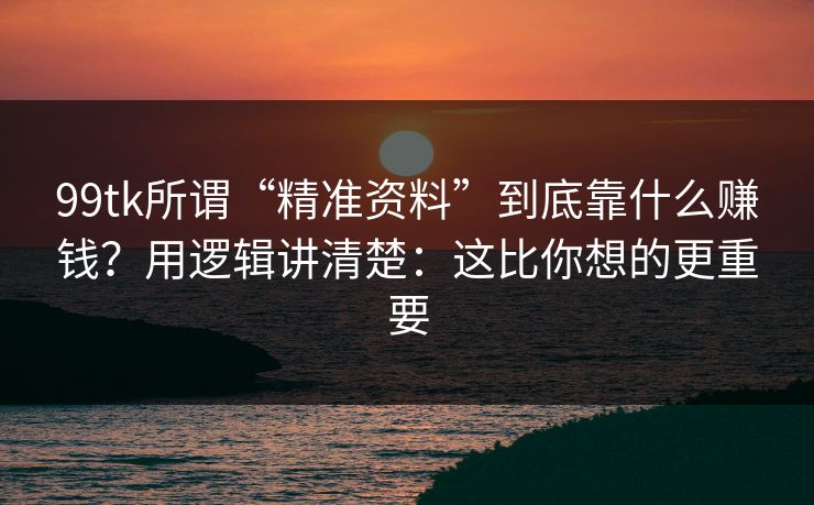 99tk所谓“精准资料”到底靠什么赚钱？用逻辑讲清楚：这比你想的更重要