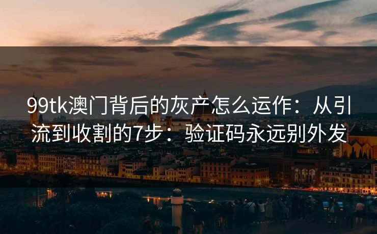 99tk澳门背后的灰产怎么运作：从引流到收割的7步：验证码永远别外发